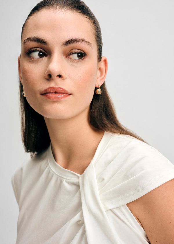 Isaac Mizrahi New York Twist Neck Short Sleeve Tee