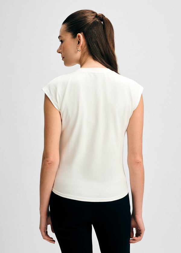 Isaac Mizrahi New York Twist Neck Short Sleeve Tee