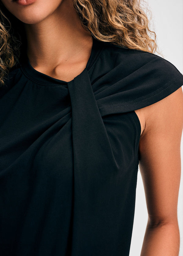 Isaac Mizrahi New York Twist Neck Short Sleeve Tee