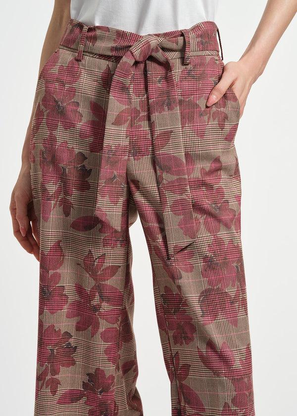 Isaac Mizrahi New York Wide Leg Belted Plaid Pant