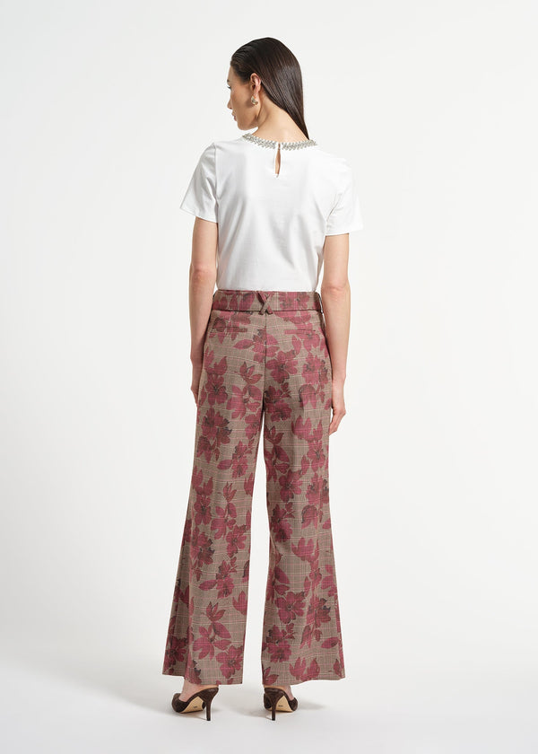 Isaac Mizrahi New York Wide Leg Belted Plaid Pant