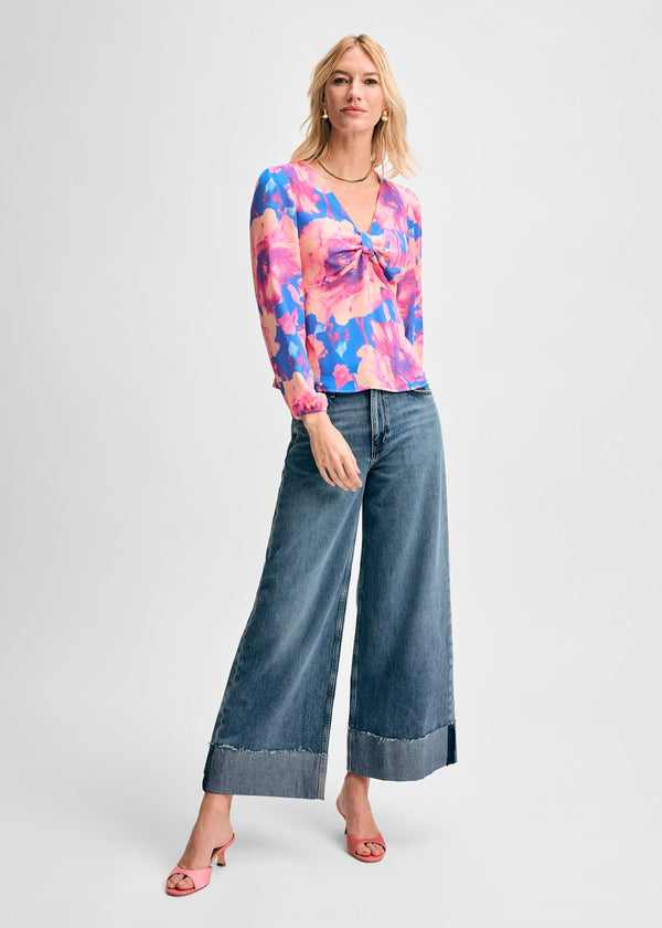 isaac mizrahi new york Knot Front Long Sleeve Blouse