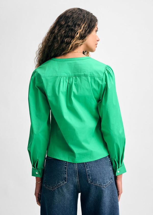 Isaac Mizrahi New York Long Sleeve V Neck Button Down Blouse