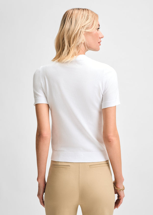 Isaac Mizrahi New York Mock Neck Short Sleeve Sweater Top