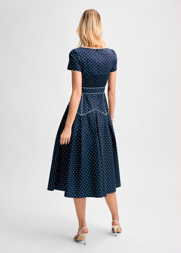 Isaac Mizrahi New York Pleated Detail Belted Short Sleeve Midi Dress