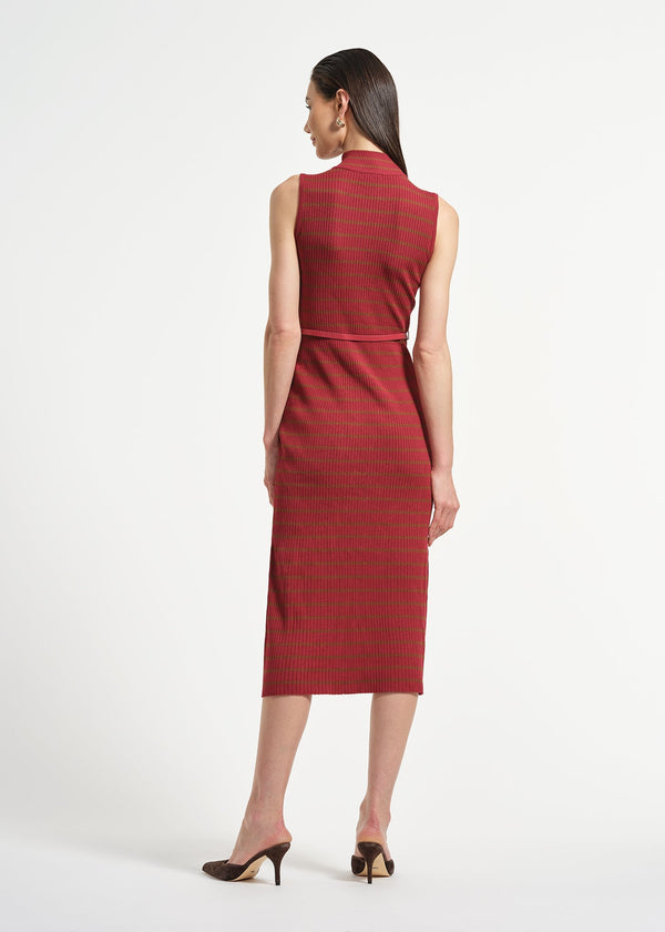 Isaac Mizrahi New York Sleeveless Belted Midi Sweater Dress