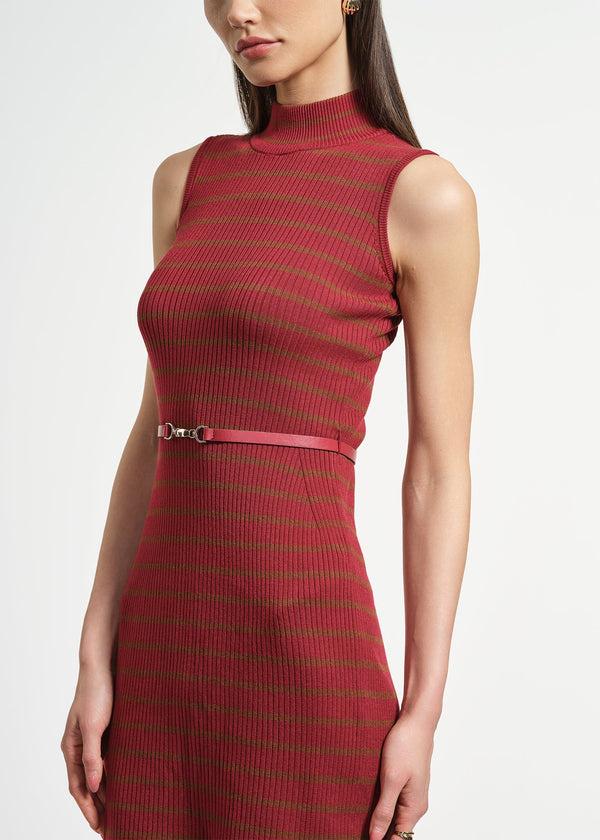 Isaac Mizrahi New York Sleeveless Belted Midi Sweater Dress