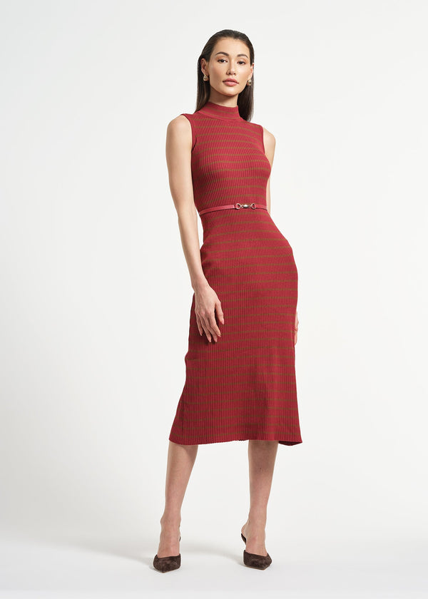 isaac mizrahi new york Sleeveless Belted Midi Sweater Dress