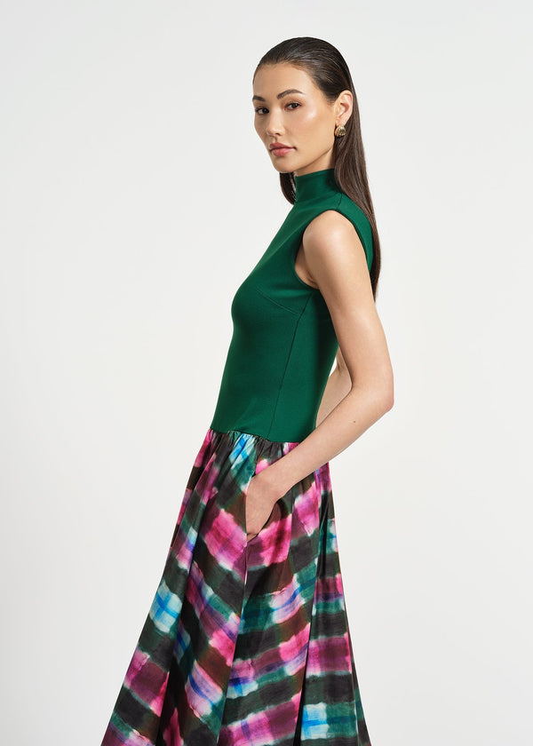 Isaac Mizrahi New York Sleeveless Ponte Combo Midi Dress