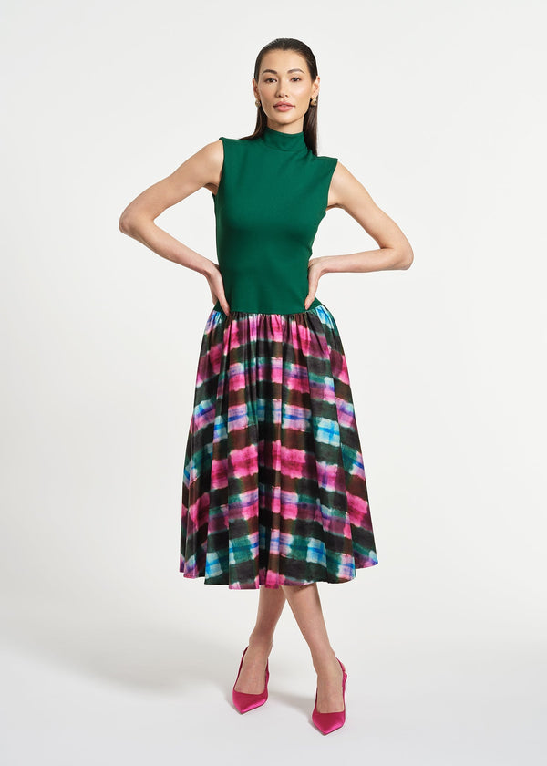 isaac mizrahi new york Sleeveless Ponte Combo Midi Dress