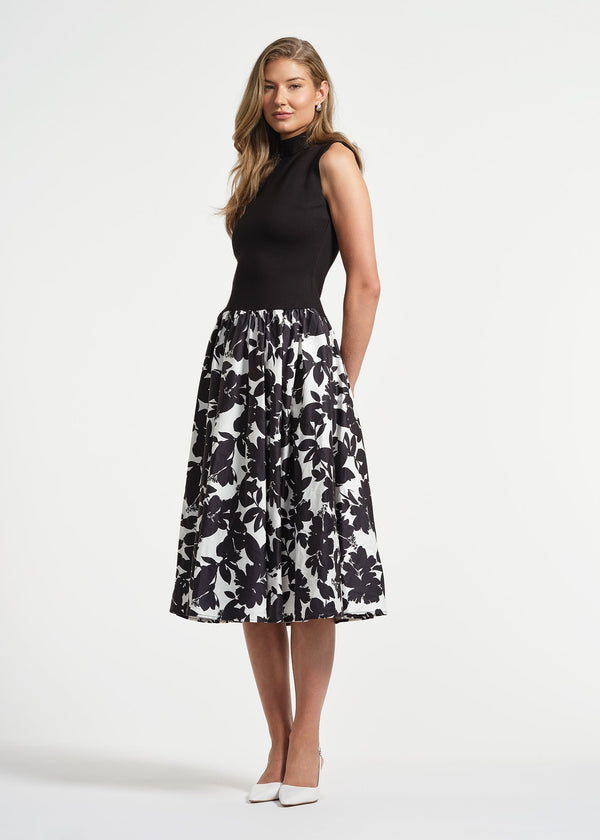 isaac mizrahi new york Sleeveless Ponte Combo Midi Dress