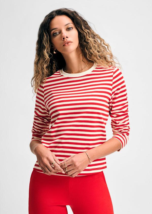 isaac mizrahi new york Stripe Long-Sleeved Ringer Tee