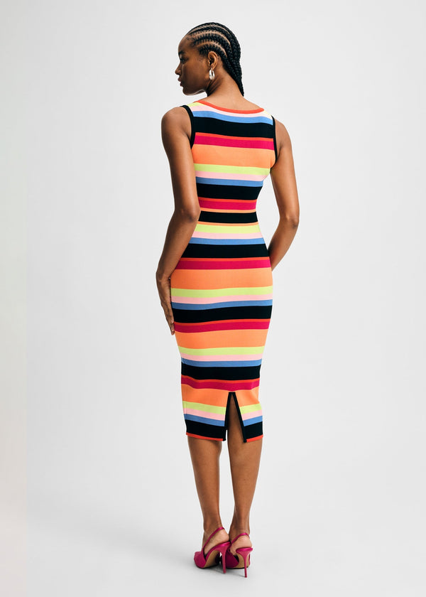 Isaac Mizrahi New York Striped Rib Sweater Midi Dress