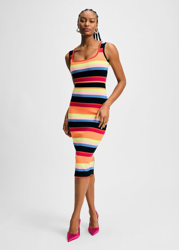 isaac mizrahi new york Striped Rib Sweater Midi Dress