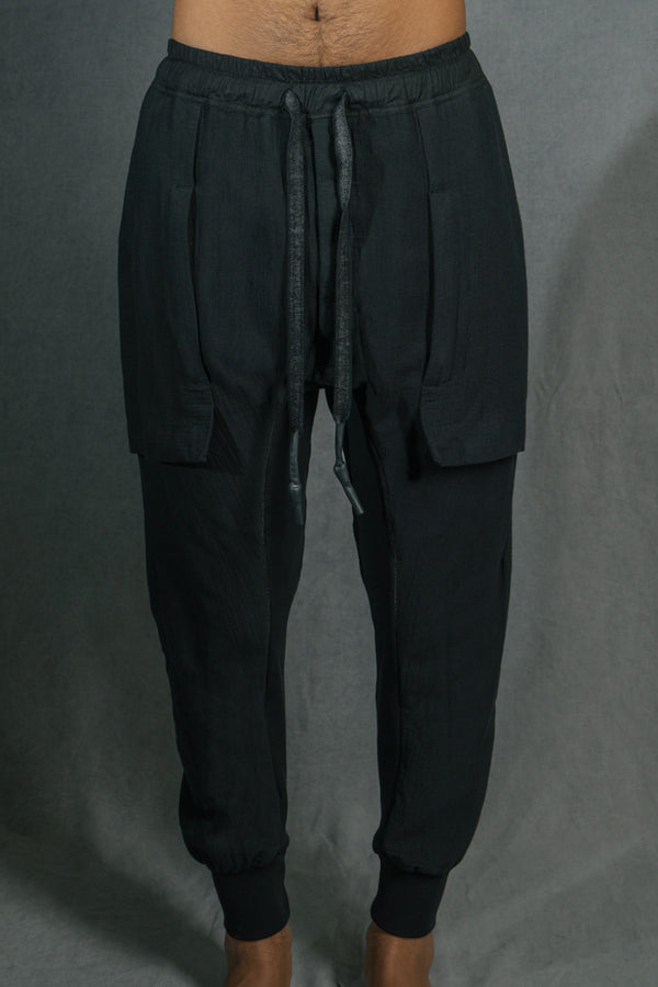 isaac sellam experience GUSSET PANTS GAUFRÉ NOIR