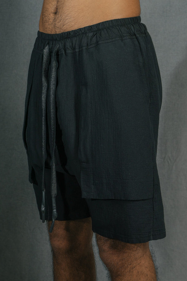 Isaac Sellam Experience GUSSET SHORT GAUFRÉ NOIR