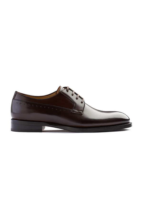 isaia AMF Leather Derby Dress Shoe Shoes Dark Brown