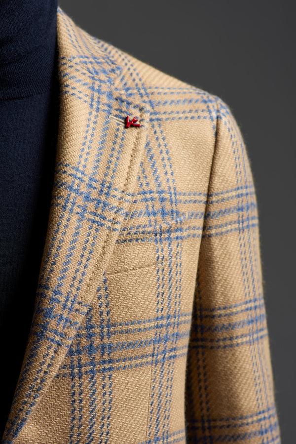 Isaia Capri Sport Jacket Jacket Beige With Blue Check