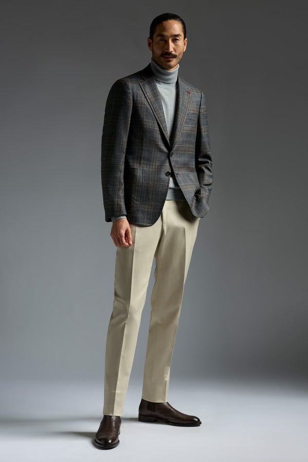 Isaia Capri Sport Jacket Jacket Grey With Brown Check