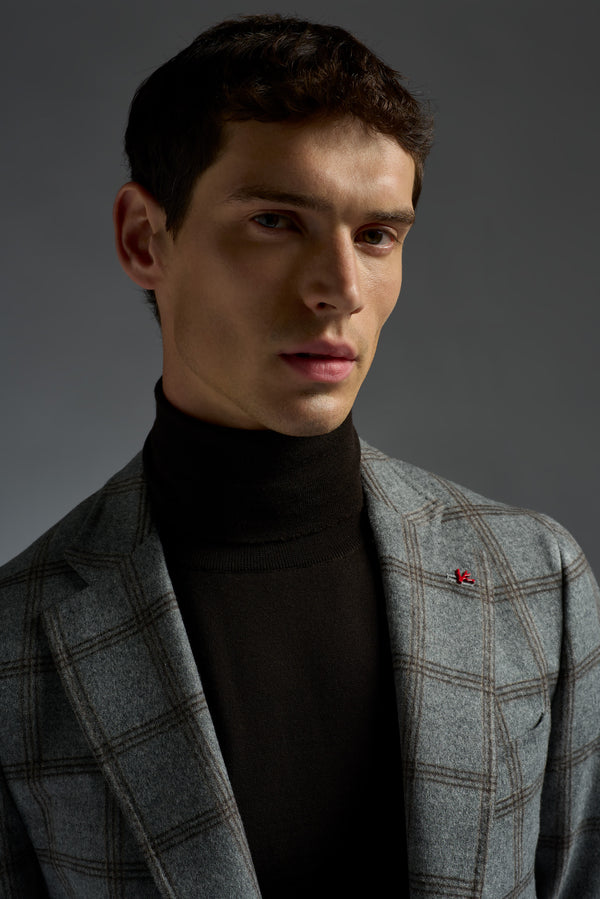 Isaia Capri Sport Jacket Jacket Grey With Brown Windowpane