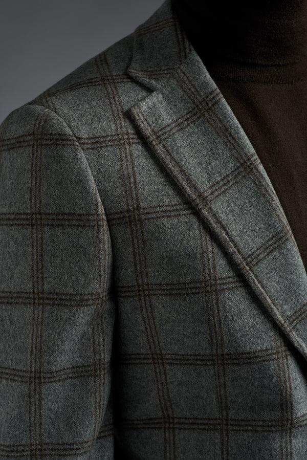Isaia Capri Sport Jacket Jacket Grey With Brown Windowpane