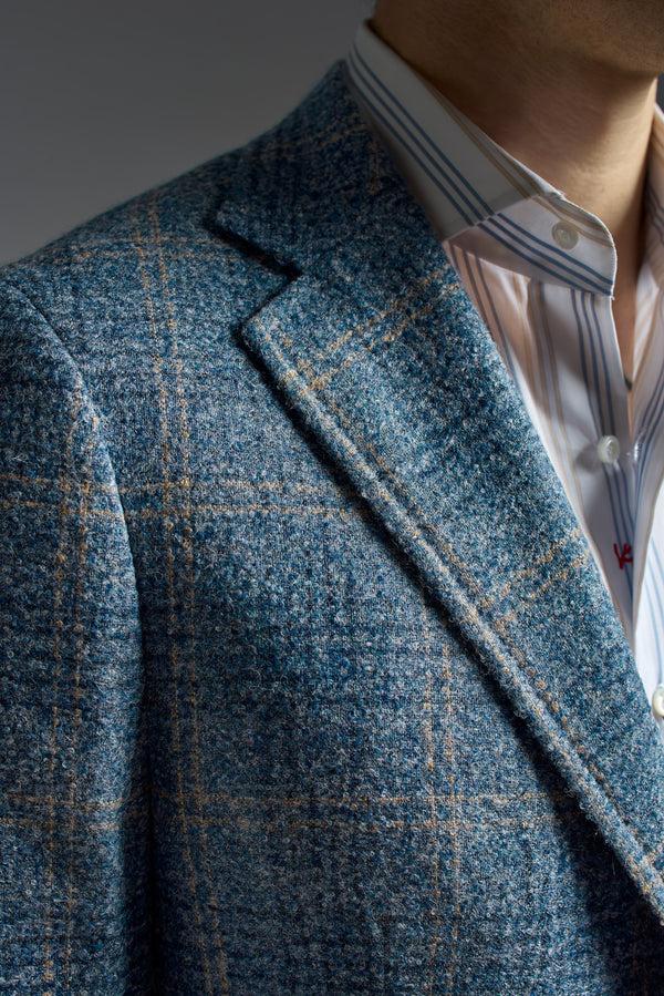 Isaia Capri Sport Jacket Jacket Light Blue With Beige Check