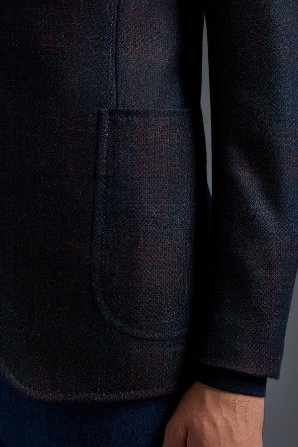 Isaia Capri Sport Jacket Jacket Navy With Red Check