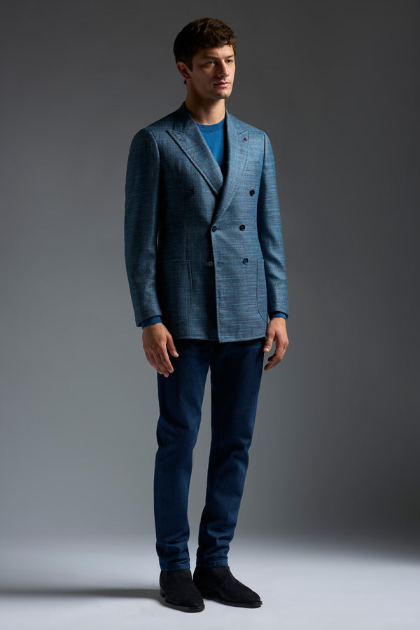 Isaia Domenico Double Breasted Sport Jacket Jacket Blue