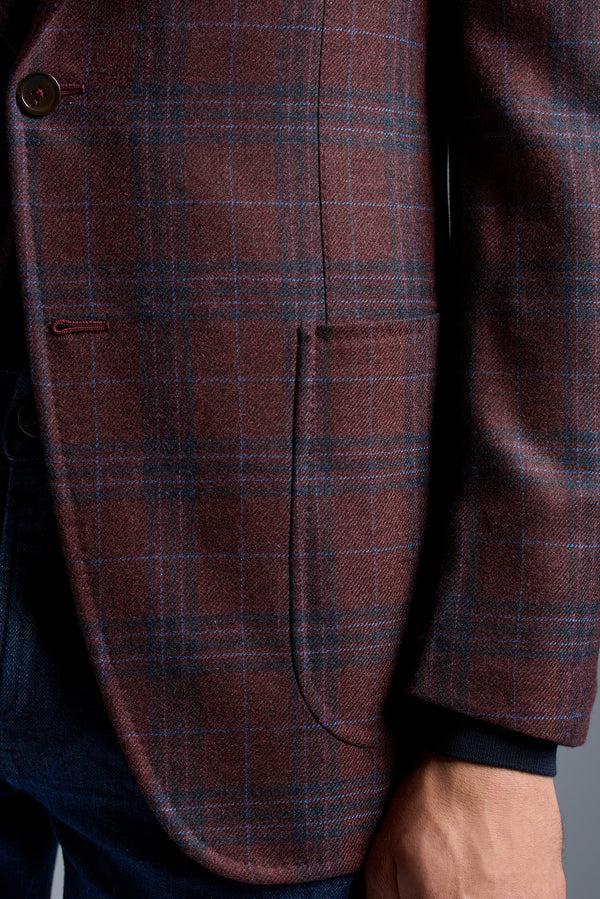 Isaia Domenico Sport Jacket Jacket Burgundy With Navy Check