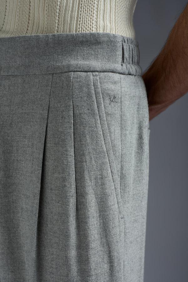 Isaia Double Pleat Comfort Pant Sport Trouser Light Grey