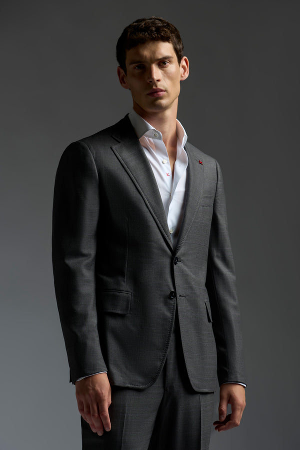 Isaia Capri Suit Suit Dark Grey Windowpane