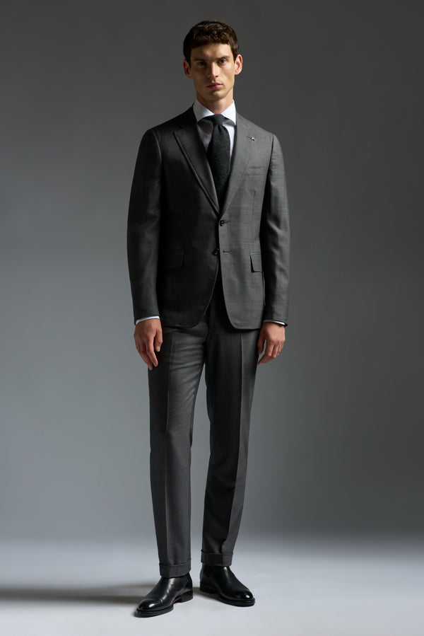 isaia Capri Suit Suit Dark Grey Windowpane