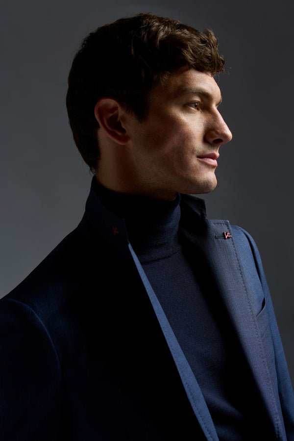 Isaia Capri Suit Suit Navy Stripe