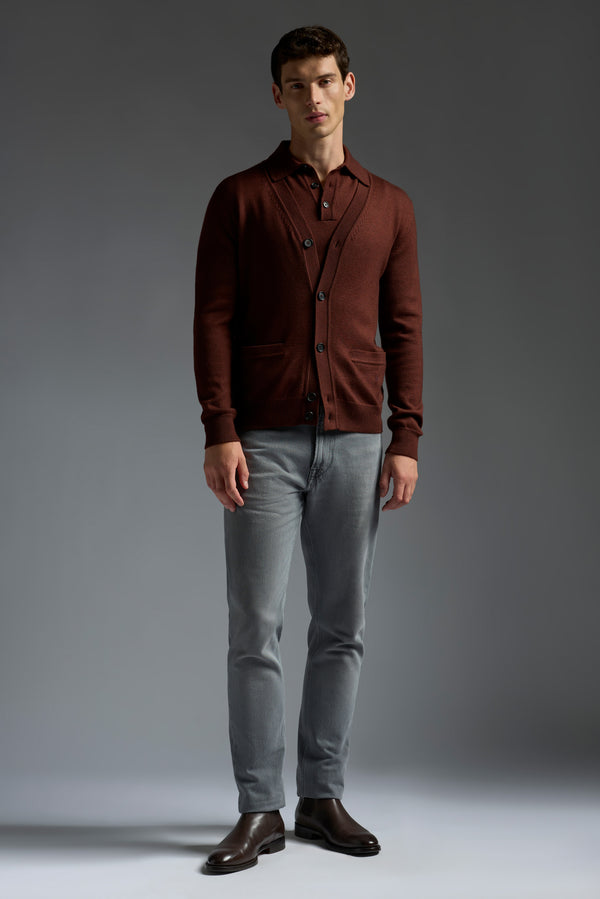 Isaia Cardigan Knitwear Burgundy