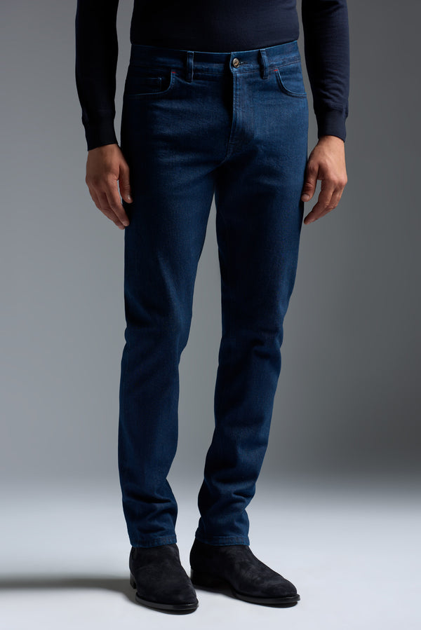 Isaia Chiaja Denim Trouser Navy Blue