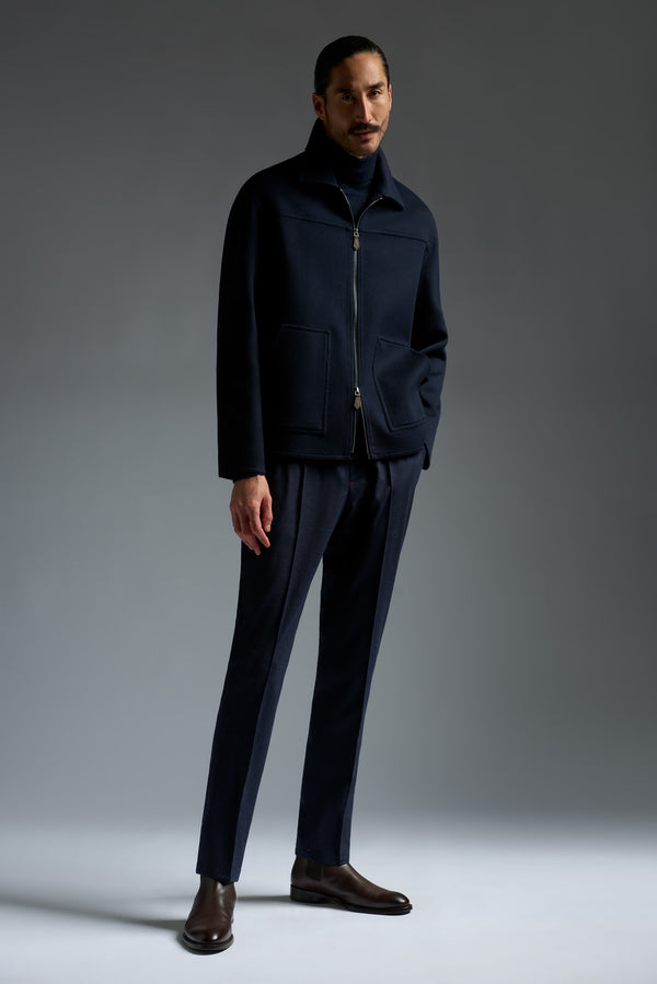 Isaia College Bomber Sport Jacket Navy