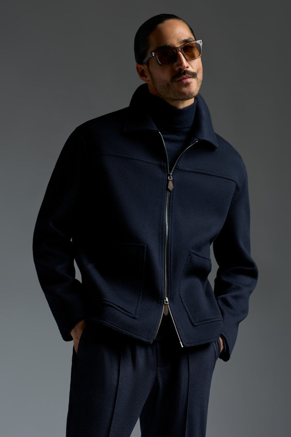 isaia College Bomber Sport Jacket Navy