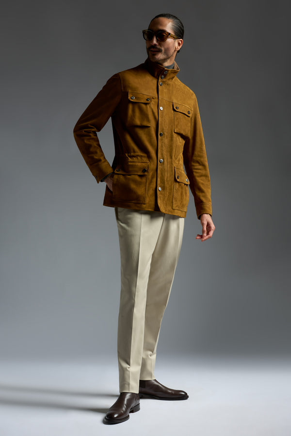 Isaia Field Jacket Leather Jacket Orange