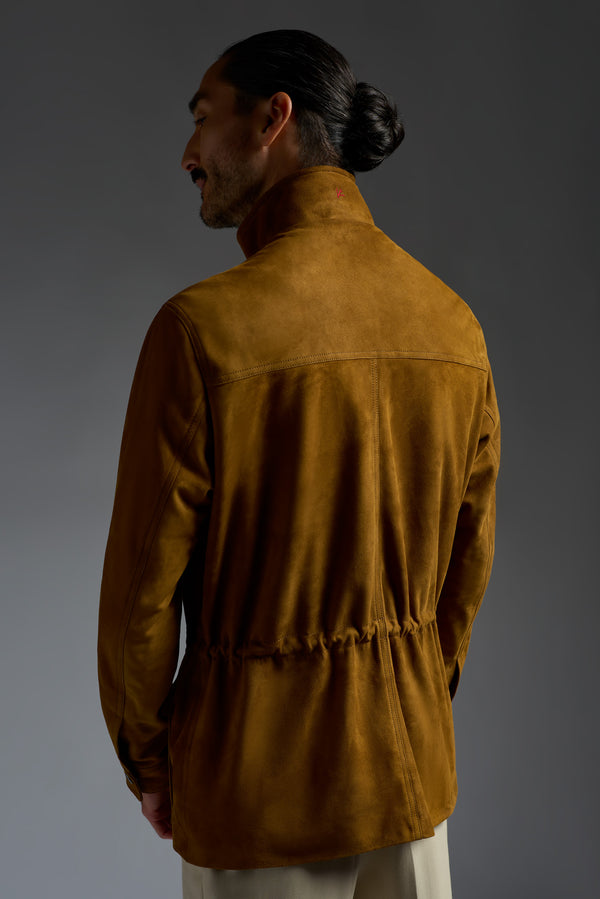 Isaia Field Jacket Leather Jacket Orange