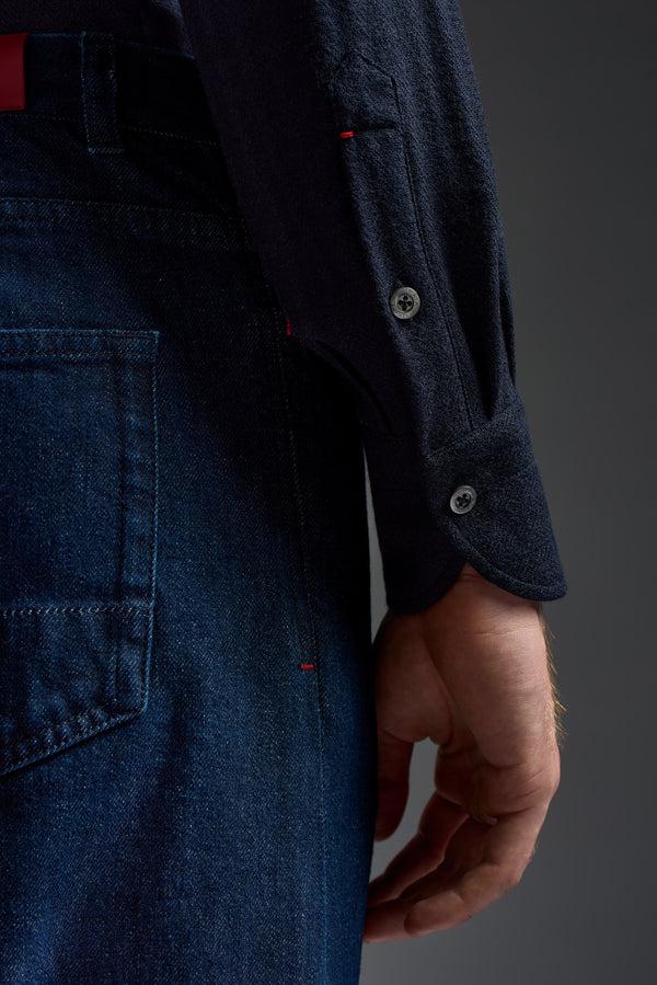 Isaia Jersey Long Sleeve Shirt Sport Shirt Navy