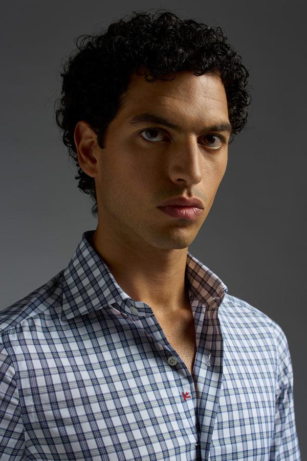 Isaia Mix Dress Shirt Shirt Black And White Check