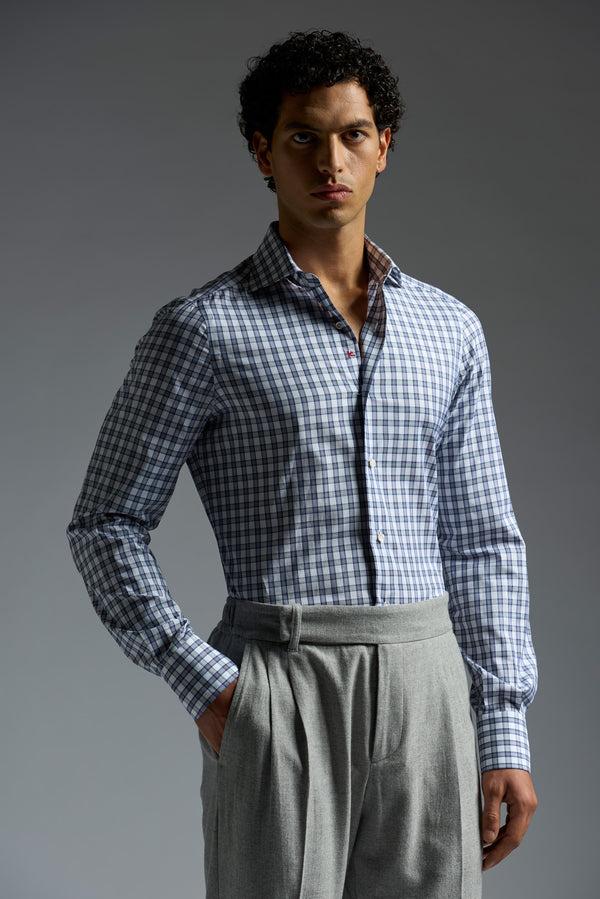 isaia Mix Dress Shirt Shirt Black And White Check