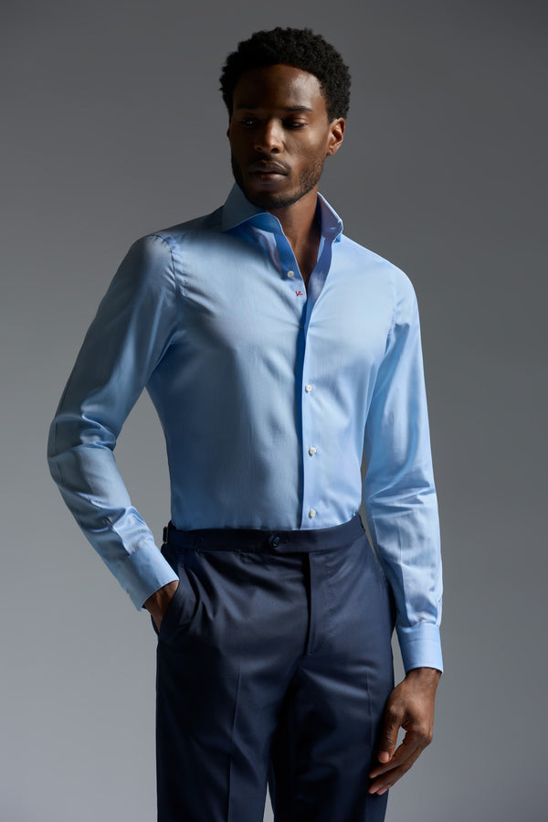 isaia Mix Dress Shirt Shirt Light Blue