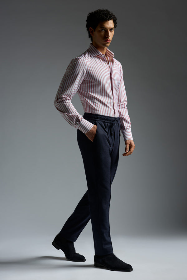 Isaia Mix Dress Shirt Shirt Red And White Stripe