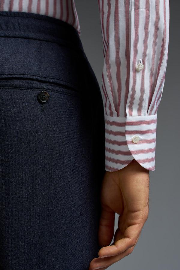 Isaia Mix Dress Shirt Shirt Red And White Stripe