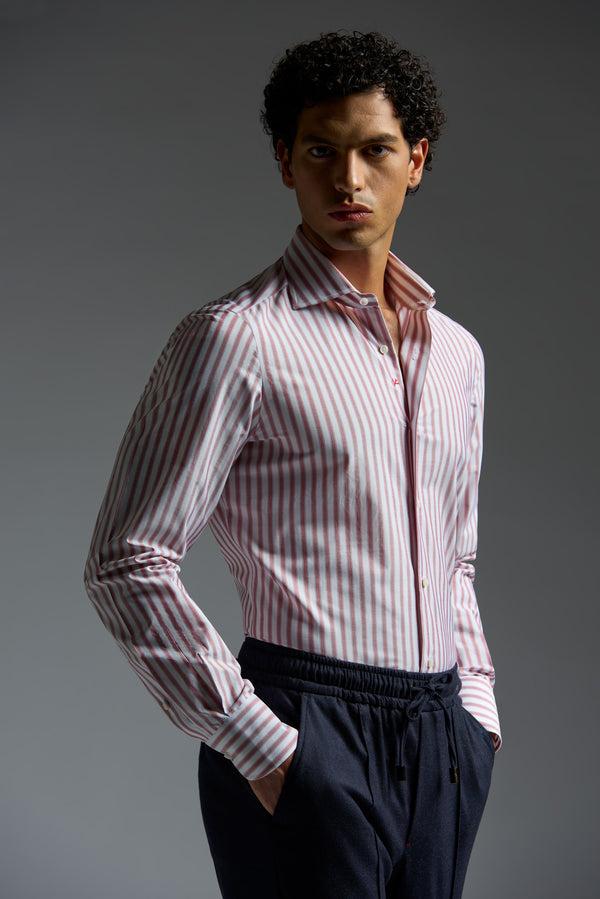 isaia Mix Dress Shirt Shirt Red And White Stripe