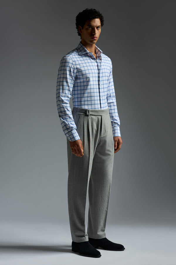 Isaia Mix Dress Shirt Shirt White And Blue Check