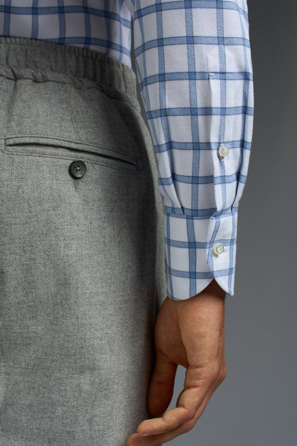 Isaia Mix Dress Shirt Shirt White And Blue Check