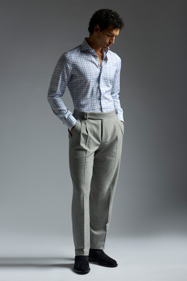 Isaia Mix Dress Shirt Shirt White And Blue Check