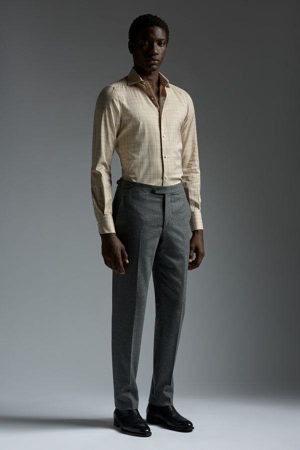 Isaia Mix Dress Shirt Shirt Yellow Check